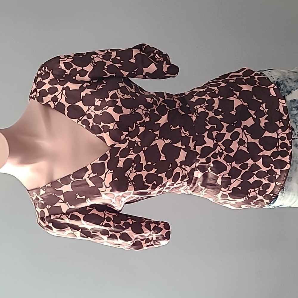 Vintage Y2K Fairy Satin Brown Pink Floral Size Small